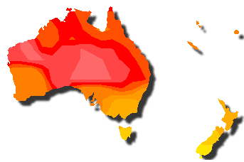 Map of Australia and New Zealand